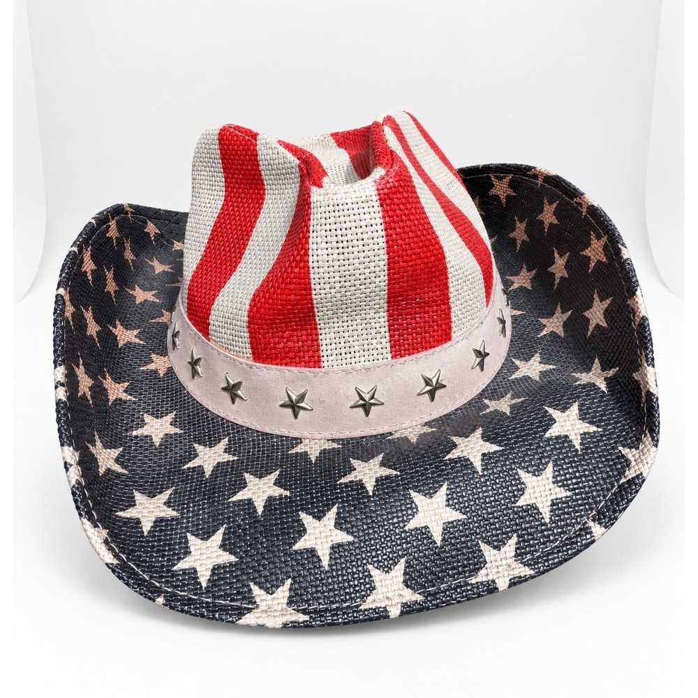 Peter Grimm American Flag Straw Cowboy Hat Stars Stripes Patriotic Unisex OS